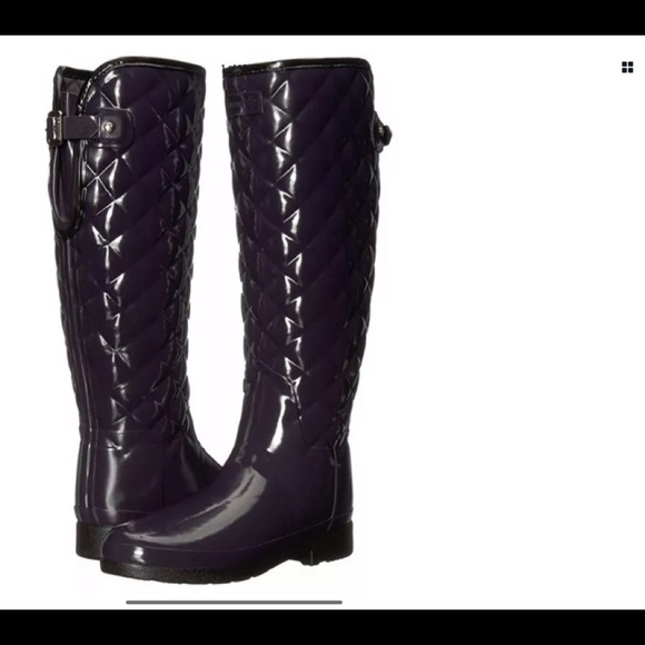 hunter refined gloss quilted tall rain boots